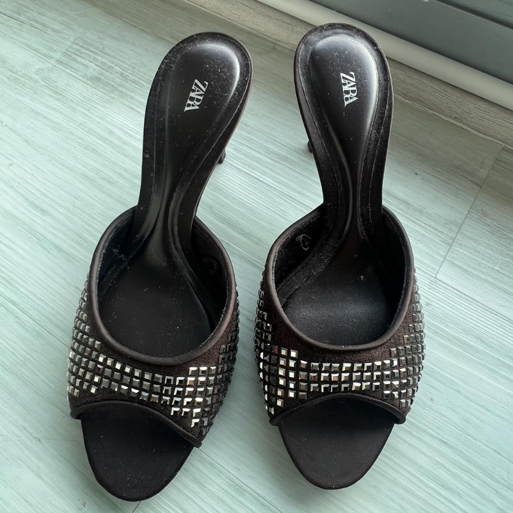 Zara Black Studded Women's Heels